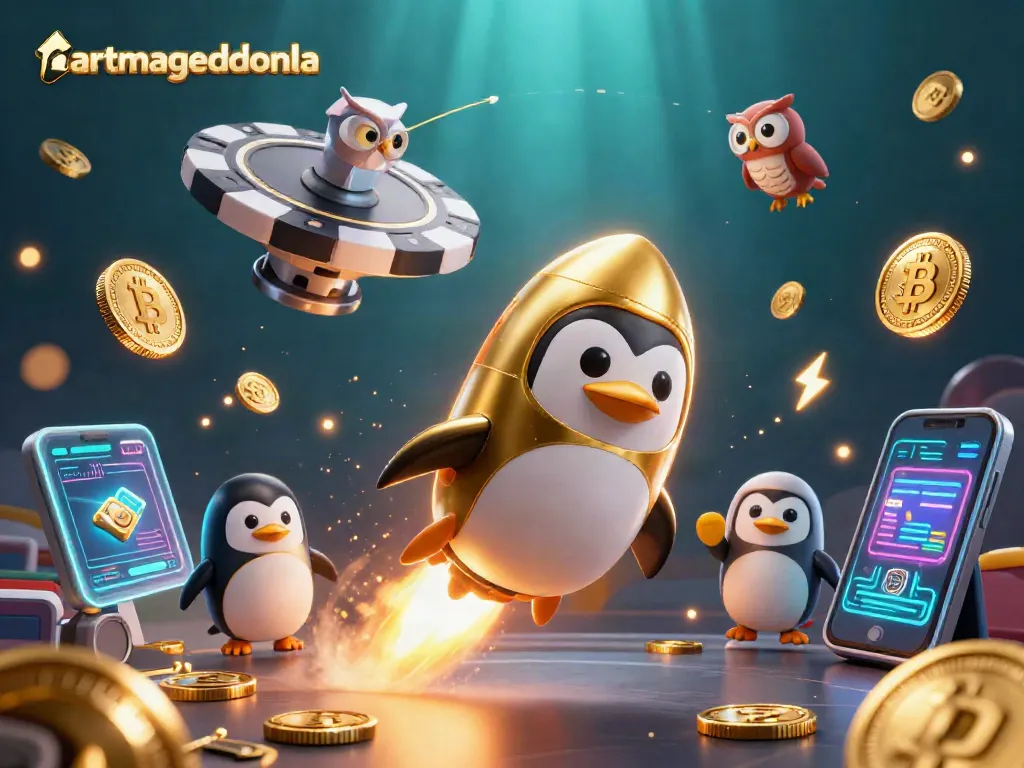 Join the excitement at artmageddonla! Experience cosmic gambling with a penguin and crypto elements.