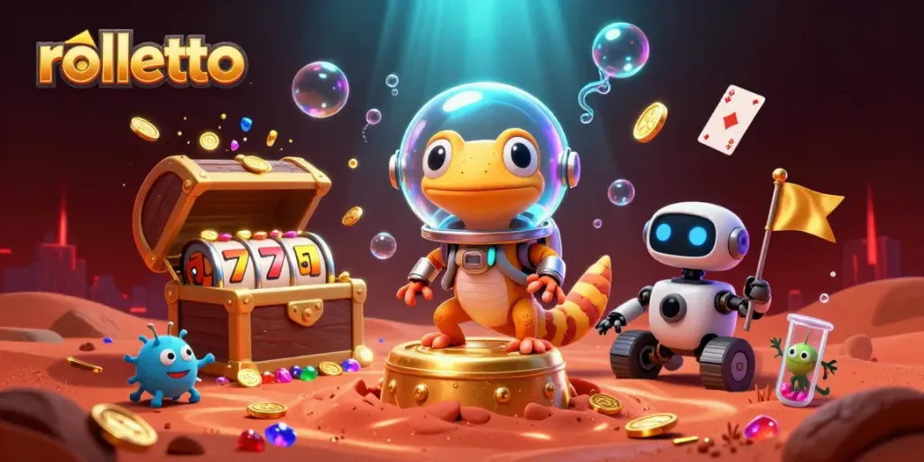 Experience rolletto's winning thrill in this vibrant casino discovery illustration.