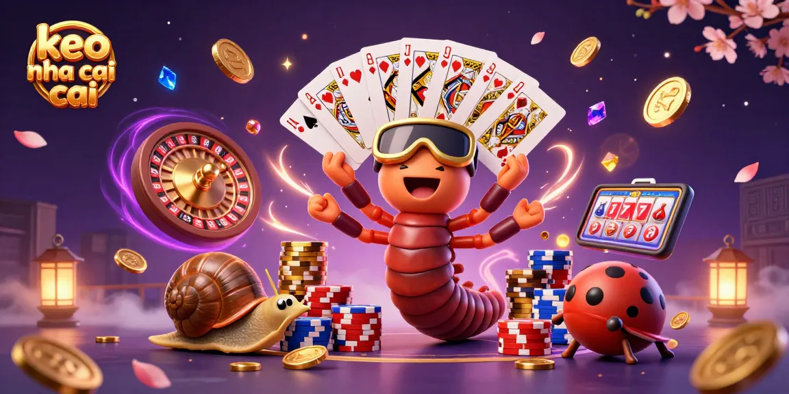Engage with keo nha cai in this vibrant casino scene packed with colorful elements and characters.