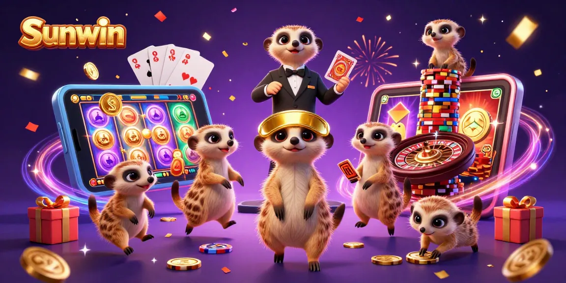 Engage in thrilling casino fun at Sunwin with animated meerkats running an elaborate operation.