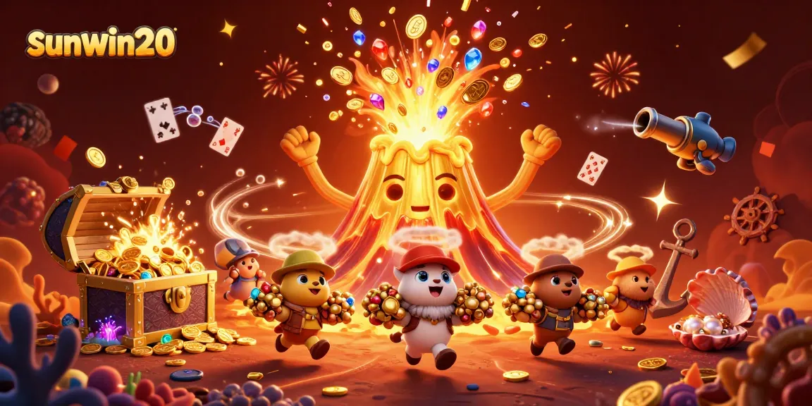 Experience sunwin20's thrilling gaming with vibrant treasures and a triumphant volcano in 3D