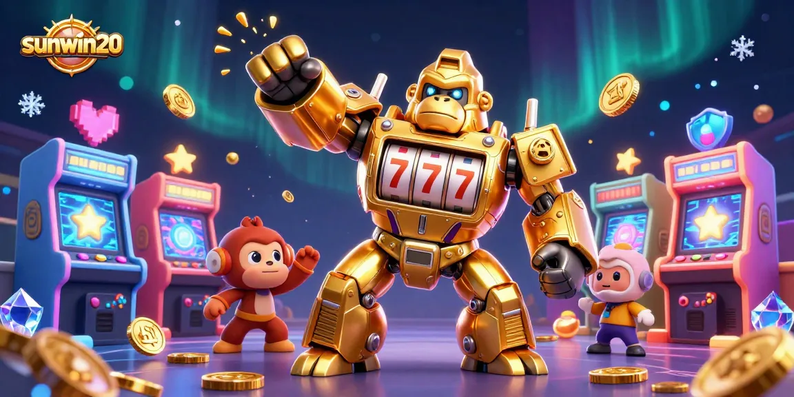 Join the thrilling action of sunwin20 with a golden gorilla mech and classic gaming elements.